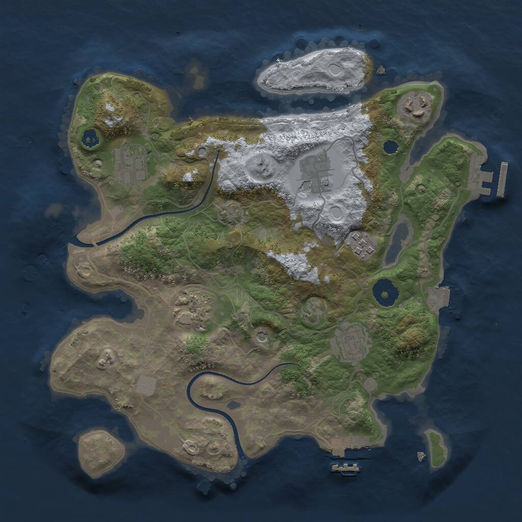 Rust Map: Procedural Map, Size: 3000, Seed: 97699347, 11 Monuments