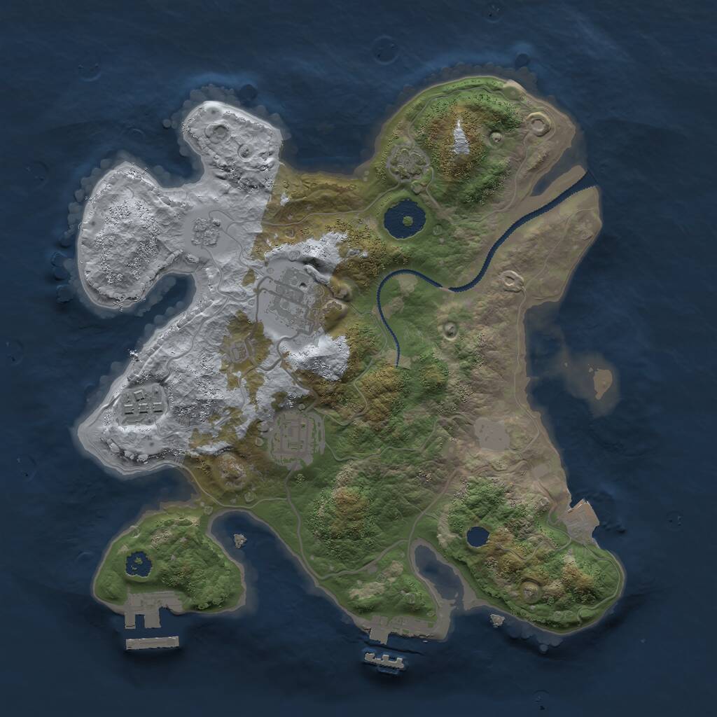 Rust Map: Procedural Map, Size: 2750, Seed: 1055116809, 8 Monuments