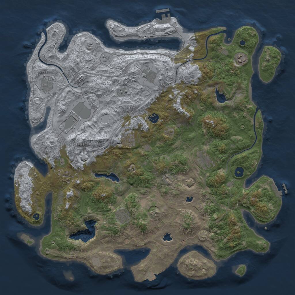 Rust Map: Procedural Map, Size: 4500, Seed: 32146, 16 Monuments