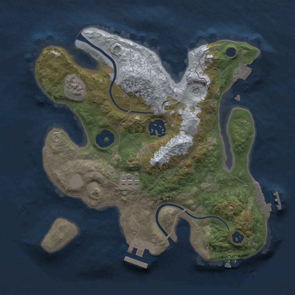 Rust Map: Procedural Map, Size: 2500, Seed: 81972025, 6 Monuments