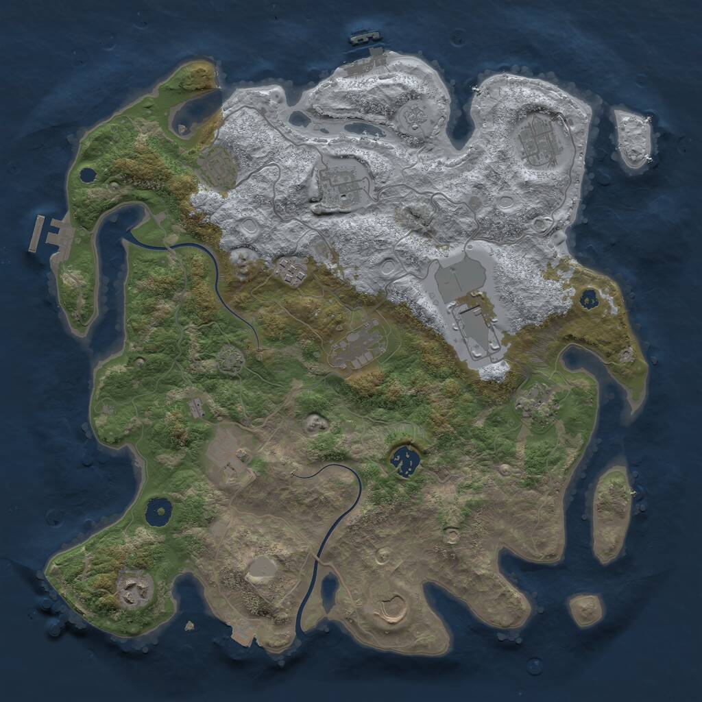 Rust Map: Procedural Map, Size: 3750, Seed: 1828567356, 16 Monuments