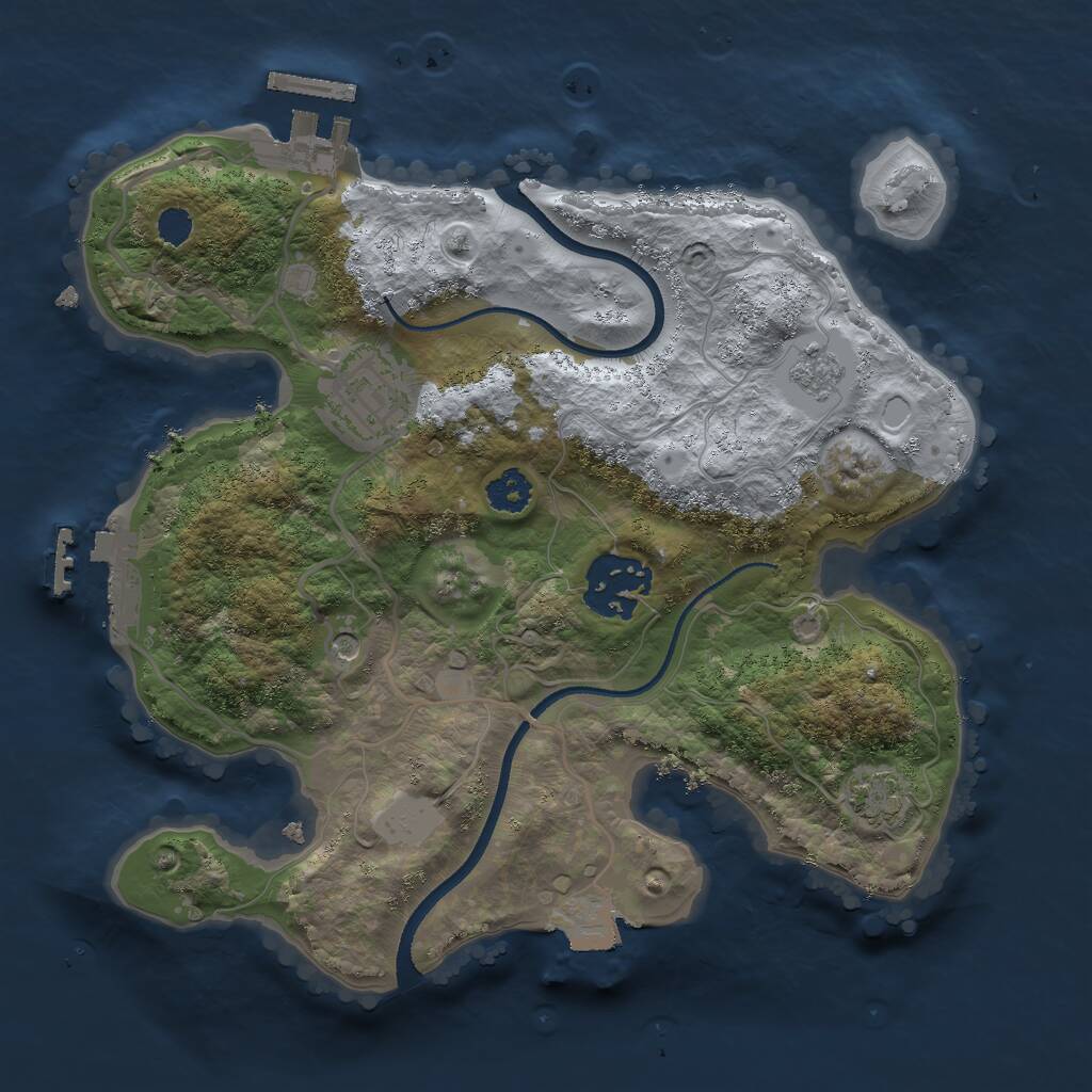 Rust Map: Procedural Map, Size: 2500, Seed: 8197025, 8 Monuments