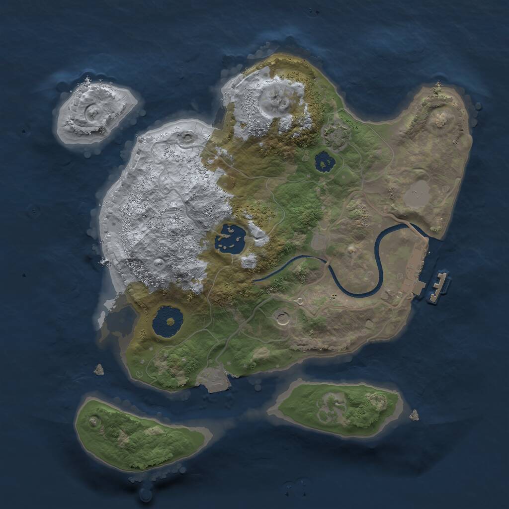Rust Map: Procedural Map, Size: 2500, Seed: 914354025, 5 Monuments