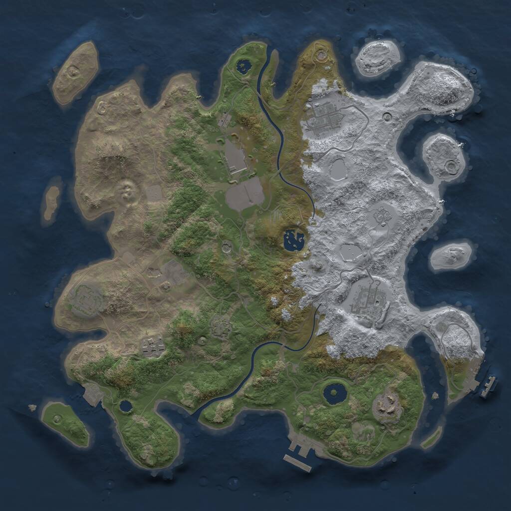 Rust Map: Procedural Map, Size: 3500, Seed: 1560096701, 14 Monuments