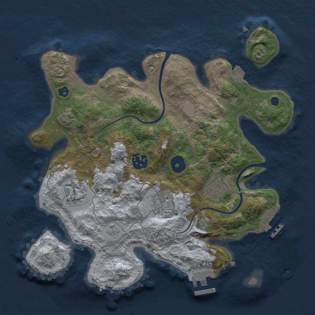 Rust Map: Procedural Map, Size: 3000, Seed: 23352, 9 Monuments