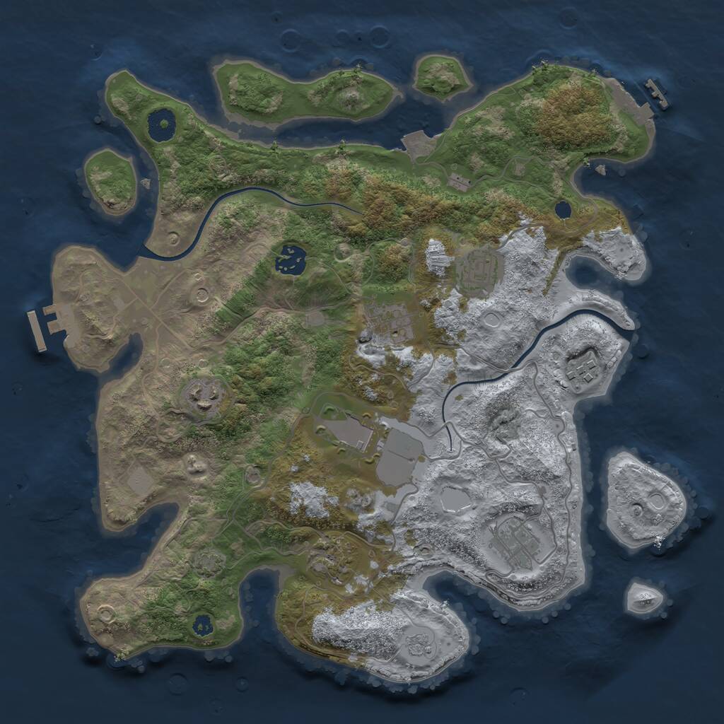 Rust Map: Procedural Map, Size: 3500, Seed: 1923083691, 14 Monuments