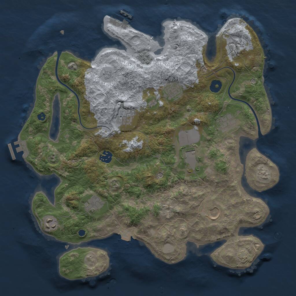 Rust Map: Procedural Map, Size: 3600, Seed: 2068, 16 Monuments
