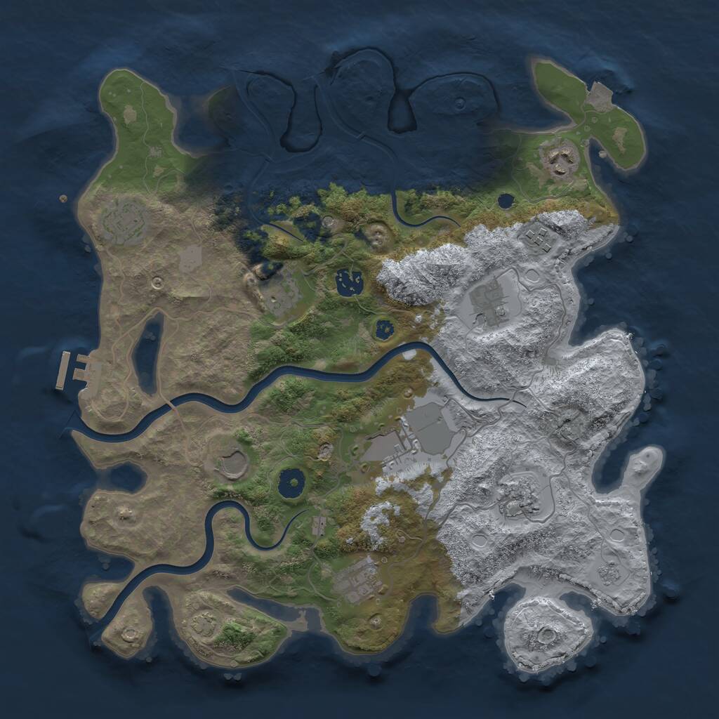 Rust Map: Procedural Map, Size: 3750, Seed: 1344759817, 15 Monuments