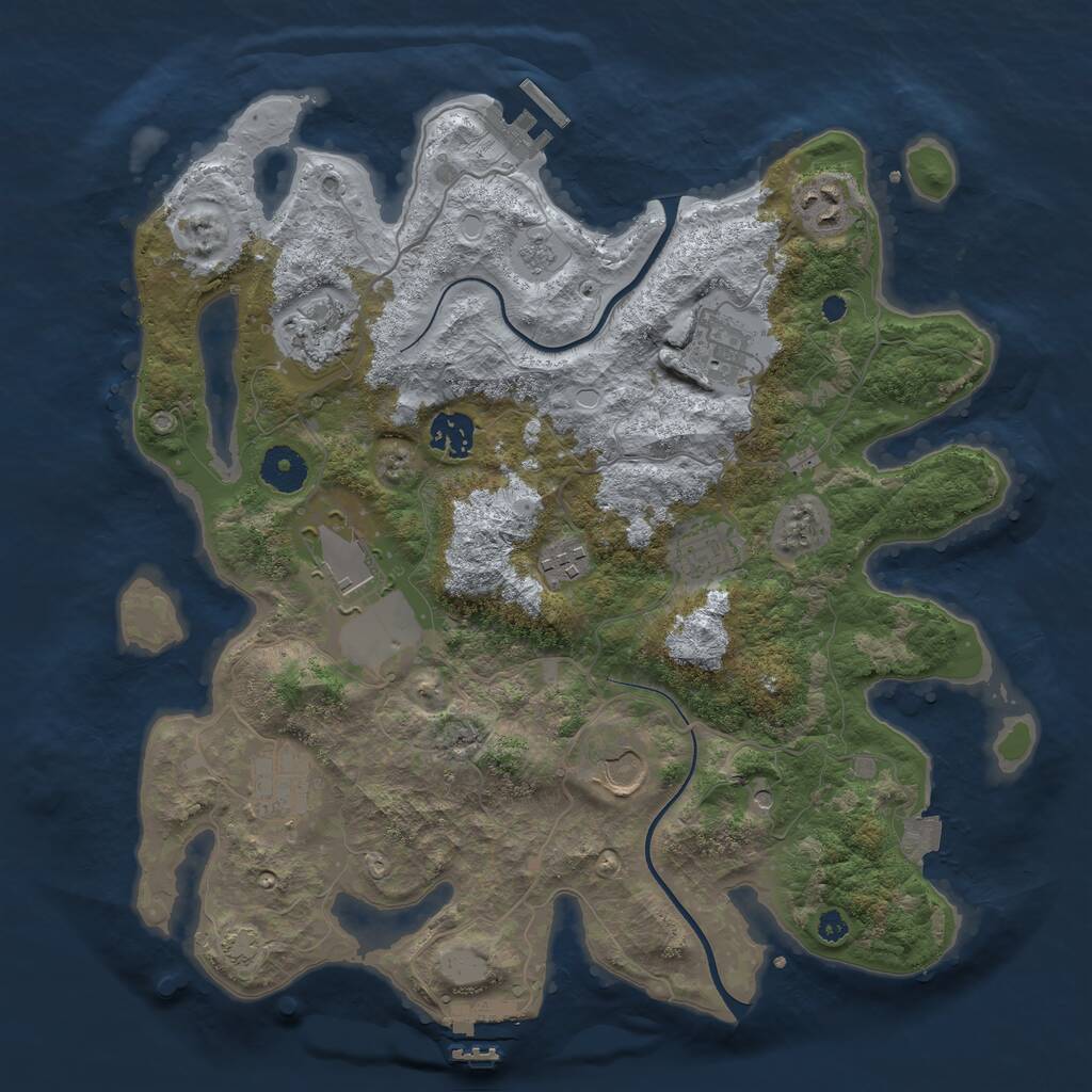 Rust Map: Procedural Map, Size: 3600, Seed: 21101, 15 Monuments