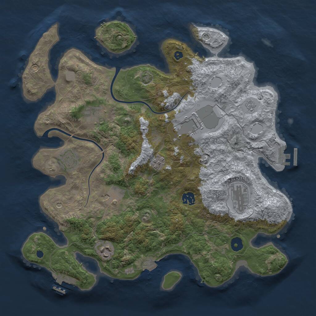Rust Map: Procedural Map, Size: 3600, Seed: 11101, 14 Monuments
