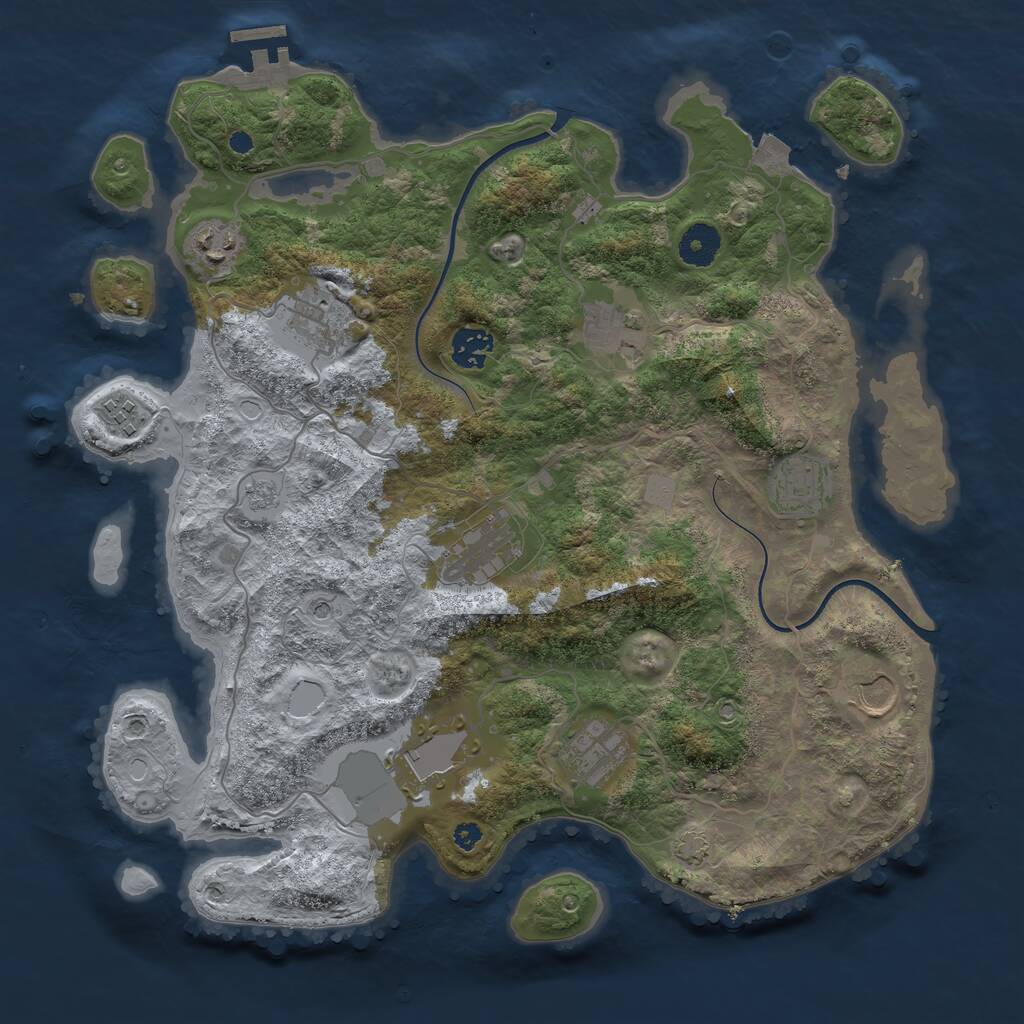 Rust Map: Procedural Map, Size: 3700, Seed: 761003271, 15 Monuments