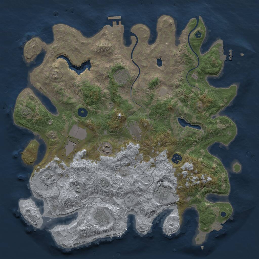 Rust Map: Procedural Map, Size: 4000, Seed: 5729, 15 Monuments