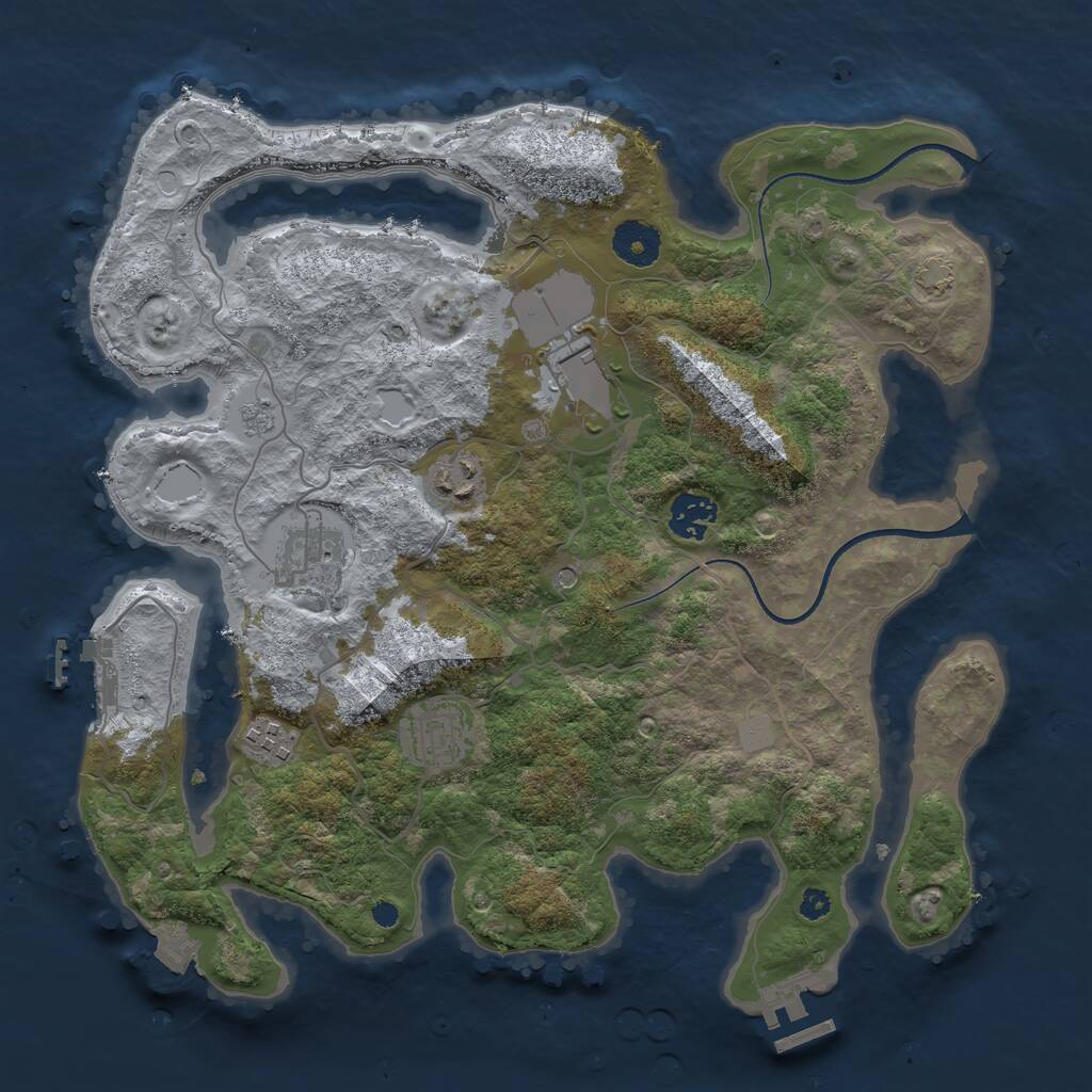 Rust Map: Procedural Map, Size: 3500, Seed: 550064755, 12 Monuments