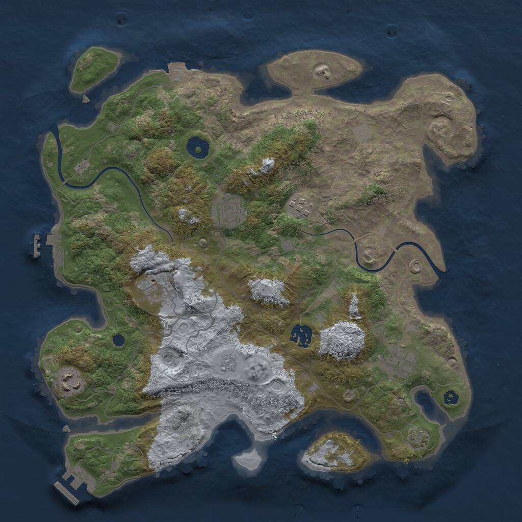 Rust Map: Procedural Map, Size: 3500, Seed: 127892, 12 Monuments