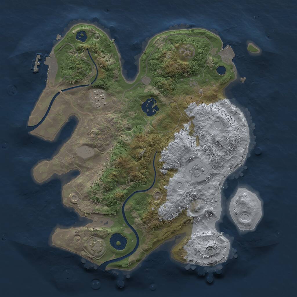 Rust Map: Procedural Map, Size: 2650, Seed: 1042891368, 6 Monuments