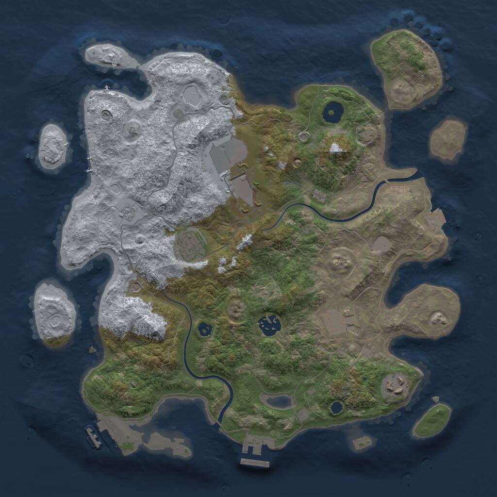 Rust Map: Procedural Map, Size: 3500, Seed: 756122286, 11 Monuments