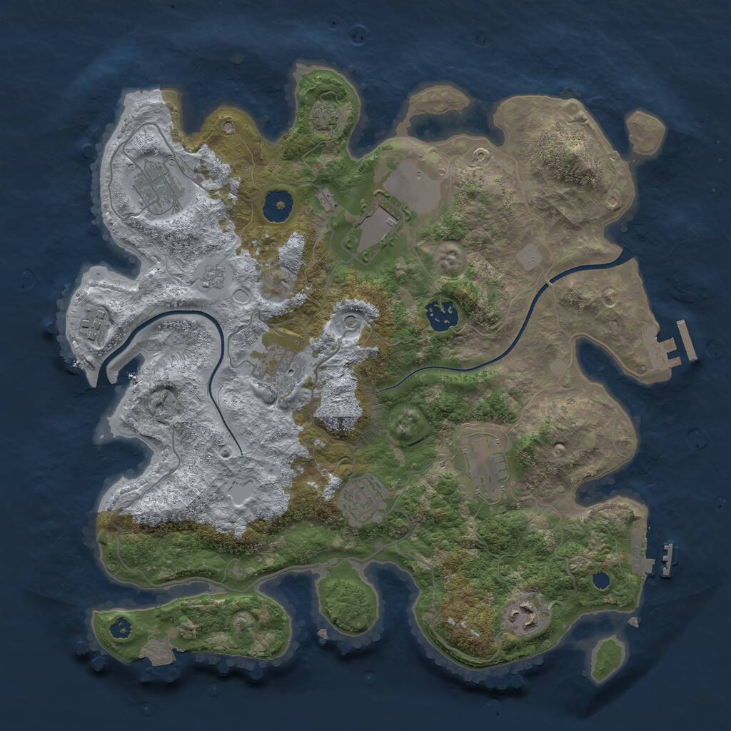 Rust Map: Procedural Map, Size: 3500, Seed: 94622842, 14 Monuments