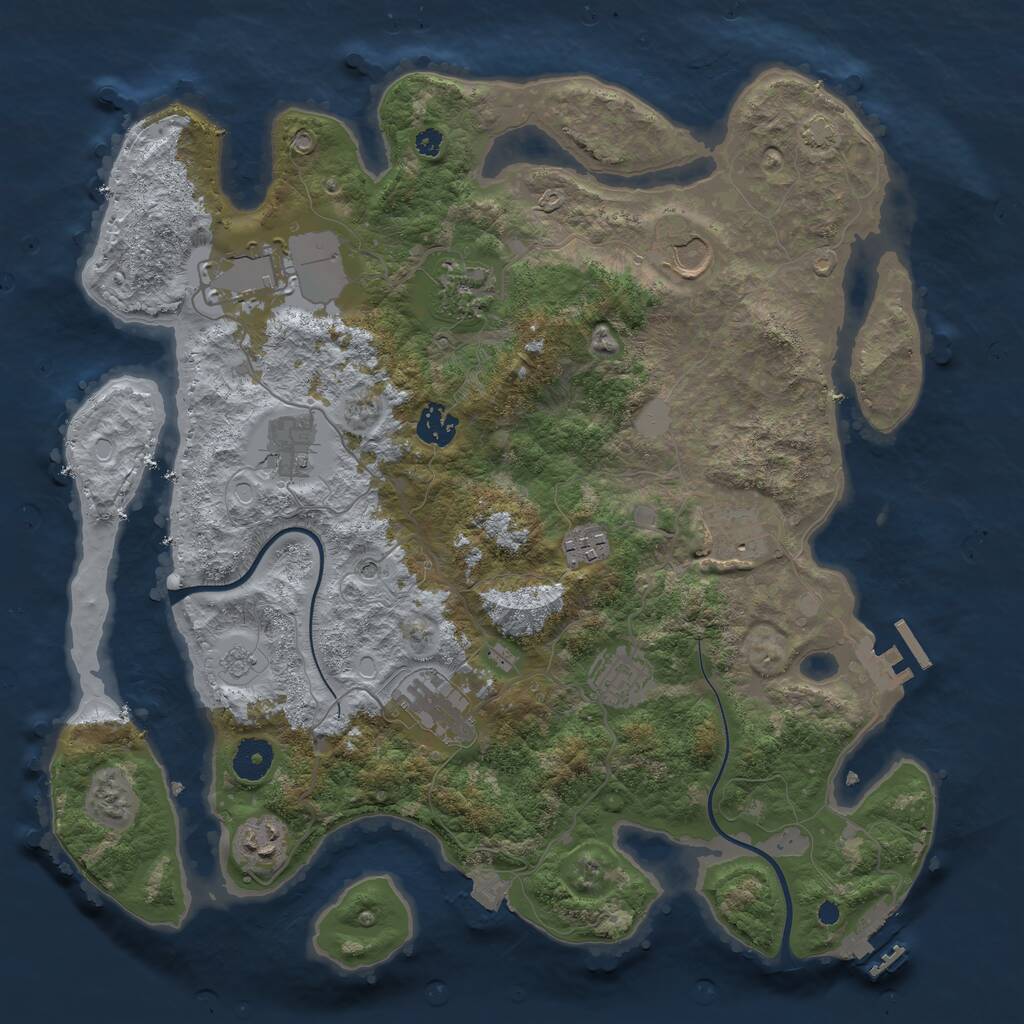 Rust Map: Procedural Map, Size: 3750, Seed: 1213518001, 16 Monuments