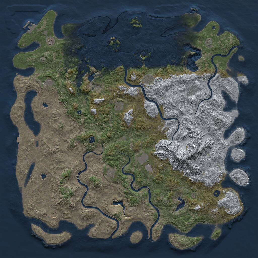 Rust Map: Procedural Map, Size: 6000, Seed: 892331390, 17 Monuments