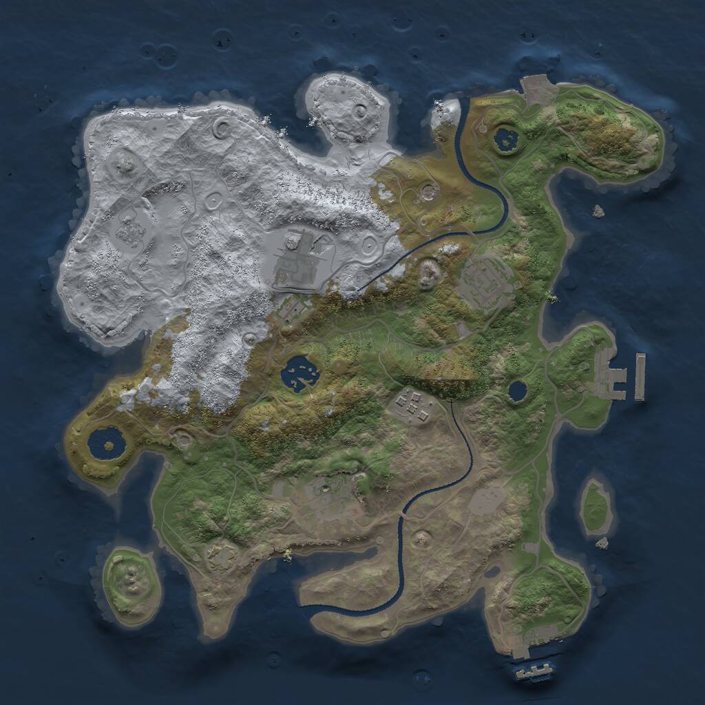 Rust Map: Procedural Map, Size: 3000, Seed: 1249518875, 11 Monuments