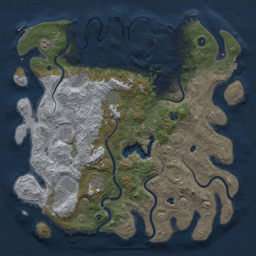 Rust Map: Procedural Map, Size: 4500, Seed: 445871789, 16 Monuments