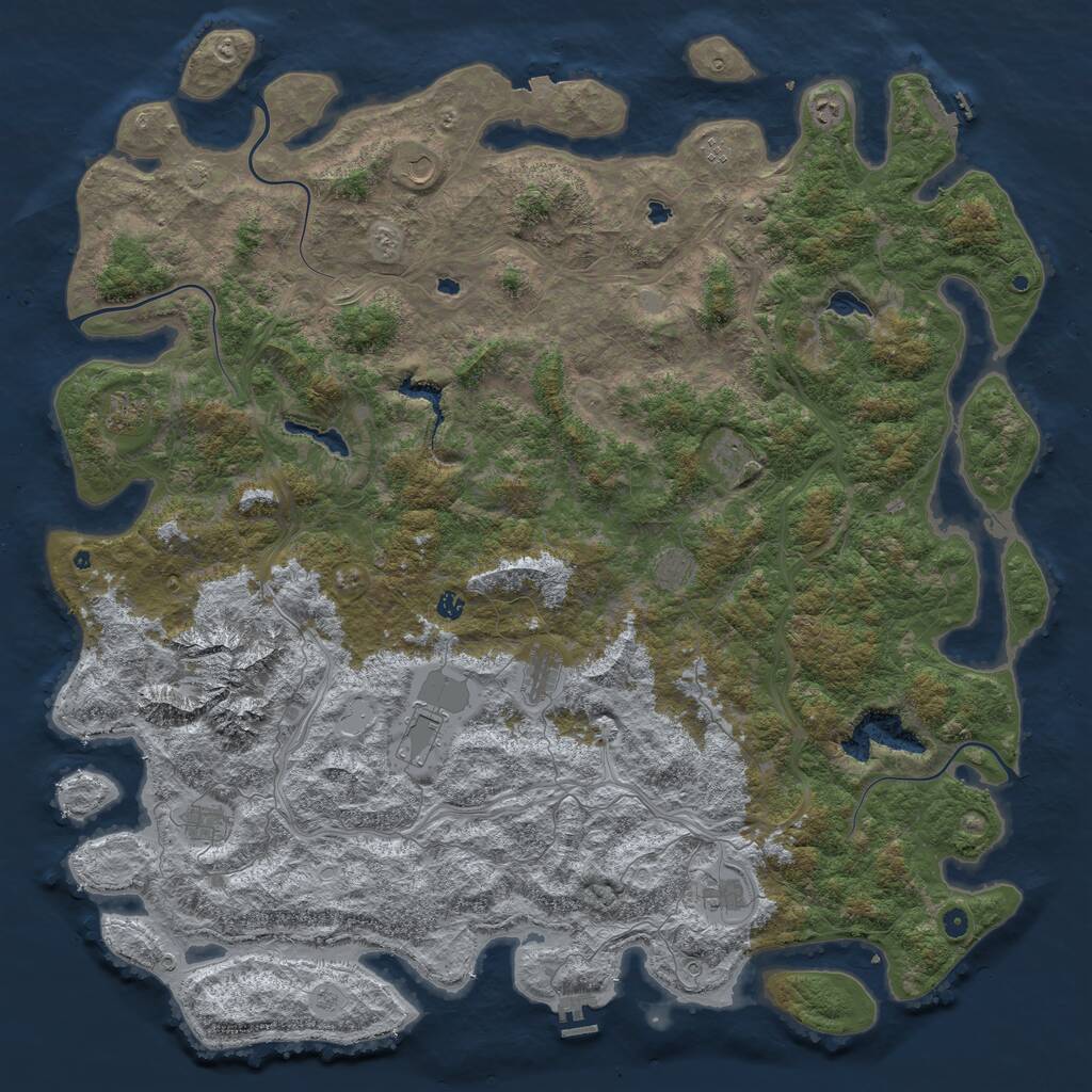 Rust Map: Procedural Map, Size: 6000, Seed: 69615650, 17 Monuments