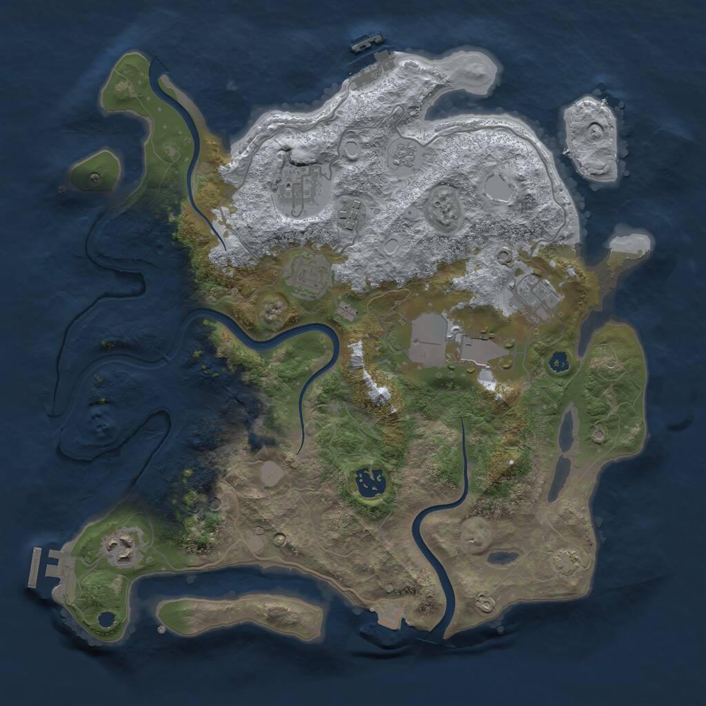 Rust Map: Procedural Map, Size: 3500, Seed: 1259968547, 13 Monuments