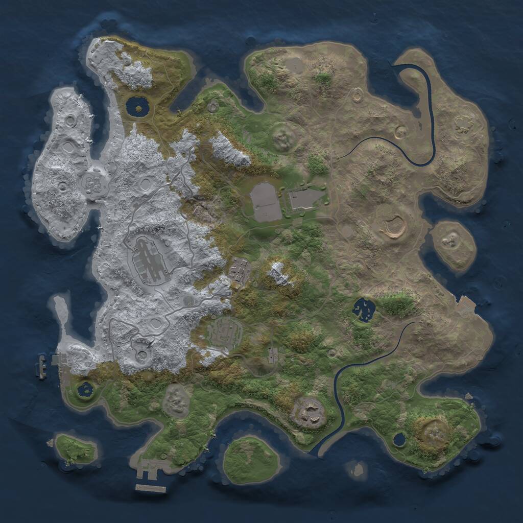 Rust Map: Procedural Map, Size: 3500, Seed: 1096258849, 13 Monuments
