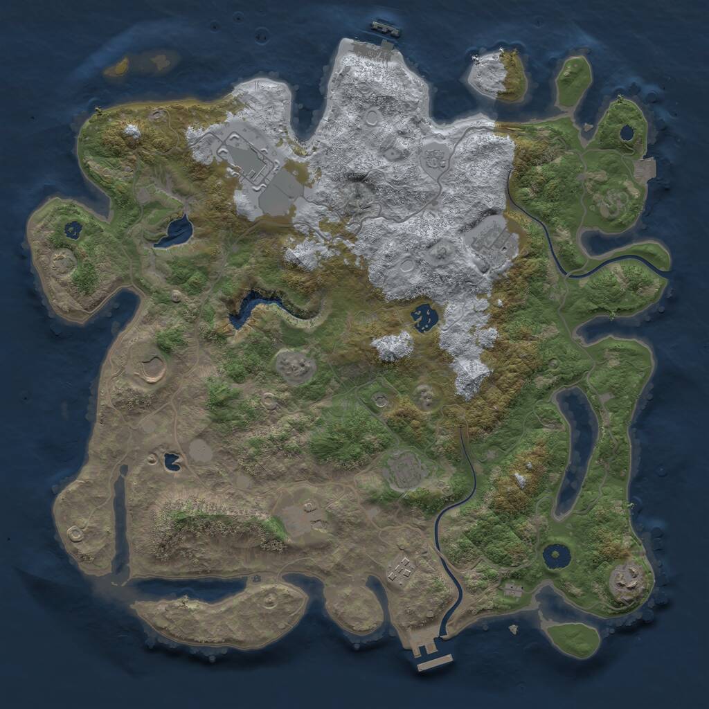 Rust Map: Procedural Map, Size: 4000, Seed: 529009313, 14 Monuments