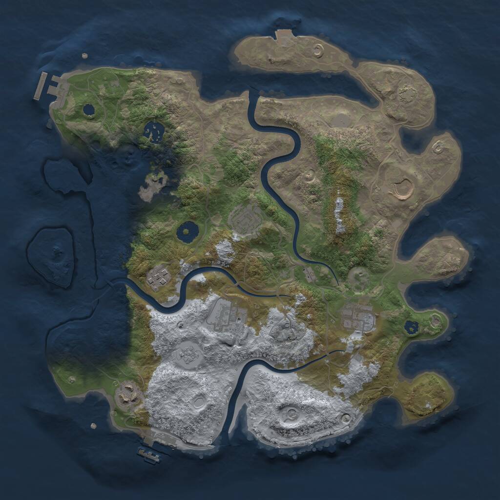 Rust Map: Procedural Map, Size: 3500, Seed: 1060382573, 14 Monuments