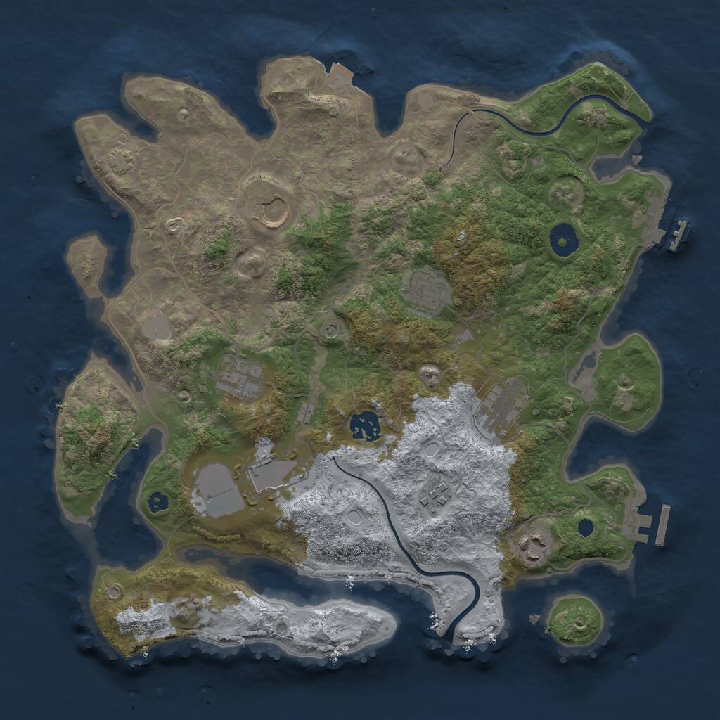 Rust Map: Procedural Map, Size: 3500, Seed: 1802766714, 13 Monuments