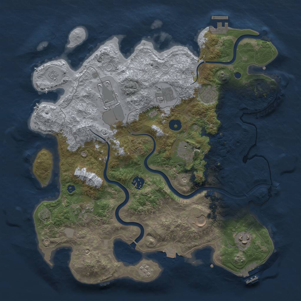Rust Map: Procedural Map, Size: 3700, Seed: 665448553, 15 Monuments