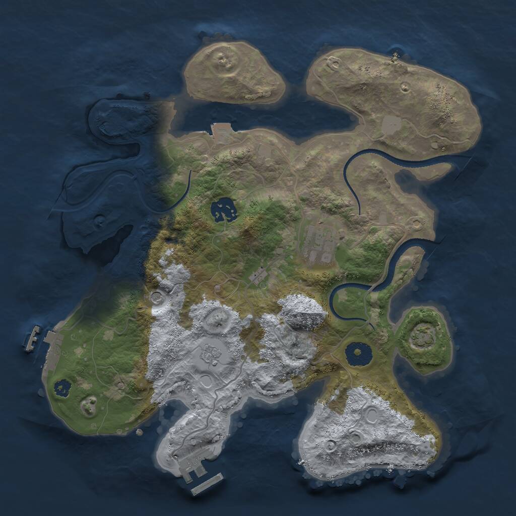 Rust Map: Procedural Map, Size: 3000, Seed: 1854376309, 8 Monuments