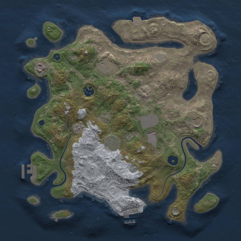 Rust Map: Procedural Map, Size: 3500, Seed: 1918411066, 13 Monuments