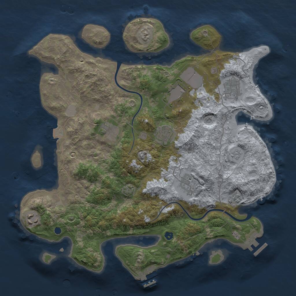 Rust Map: Procedural Map, Size: 3500, Seed: 628329168, 13 Monuments