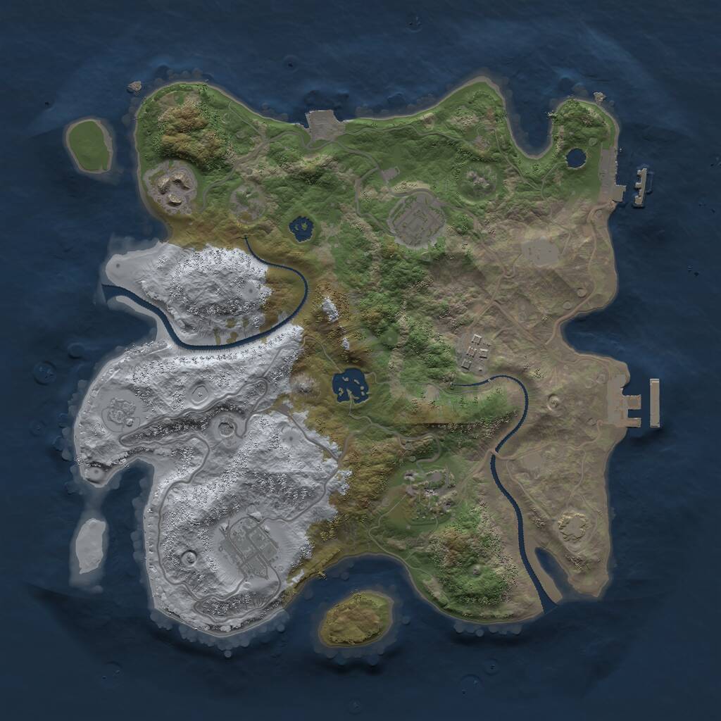 Rust Map: Procedural Map, Size: 3000, Seed: 16633, 12 Monuments
