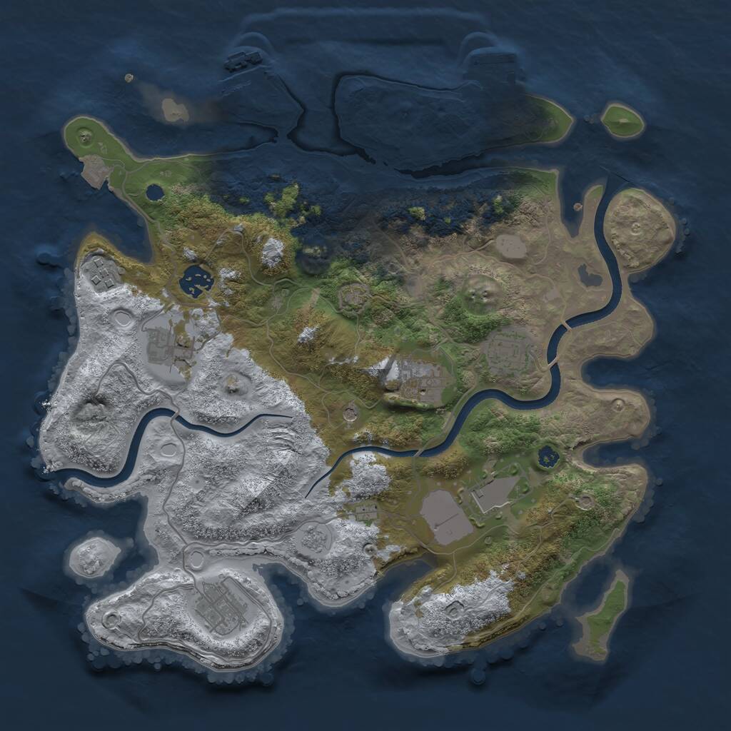 Rust Map: Procedural Map, Size: 3500, Seed: 816748553, 13 Monuments