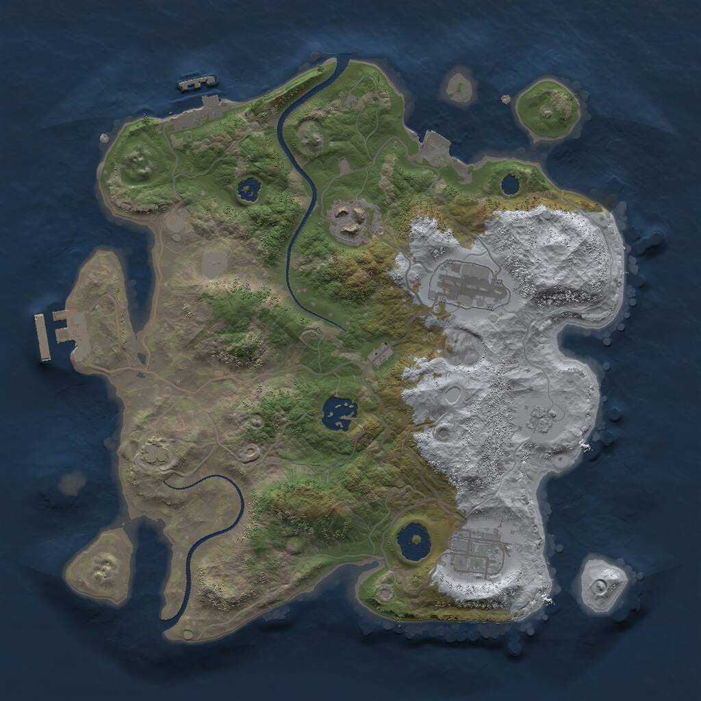 Rust Map: Procedural Map, Size: 3000, Seed: 13378521, 9 Monuments