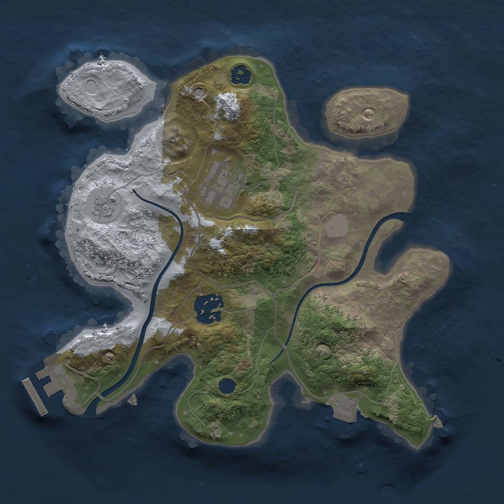 Rust Map: Procedural Map, Size: 2500, Seed: 233561775, 5 Monuments