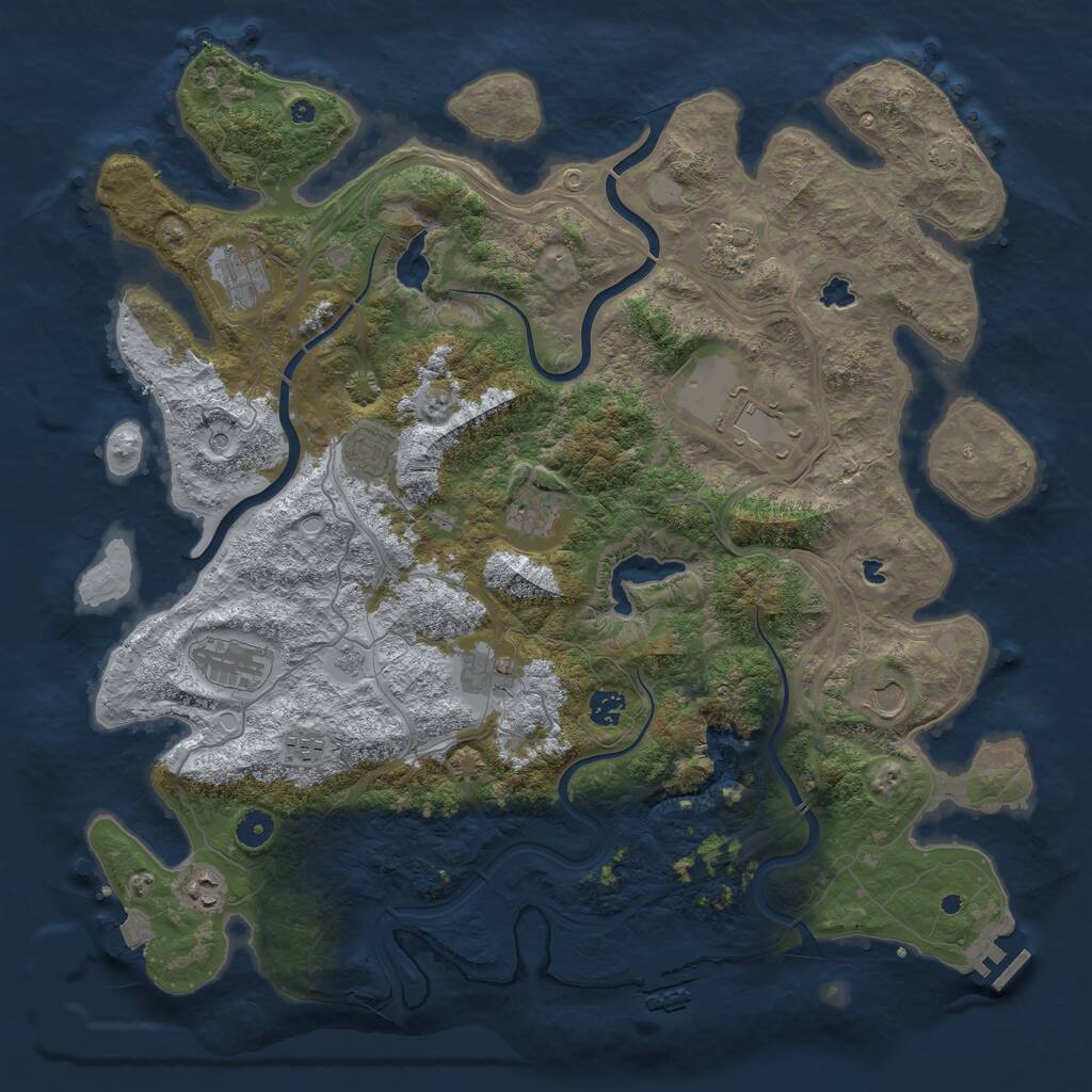 Rust Map: Procedural Map, Size: 4500, Seed: 909853788, 17 Monuments
