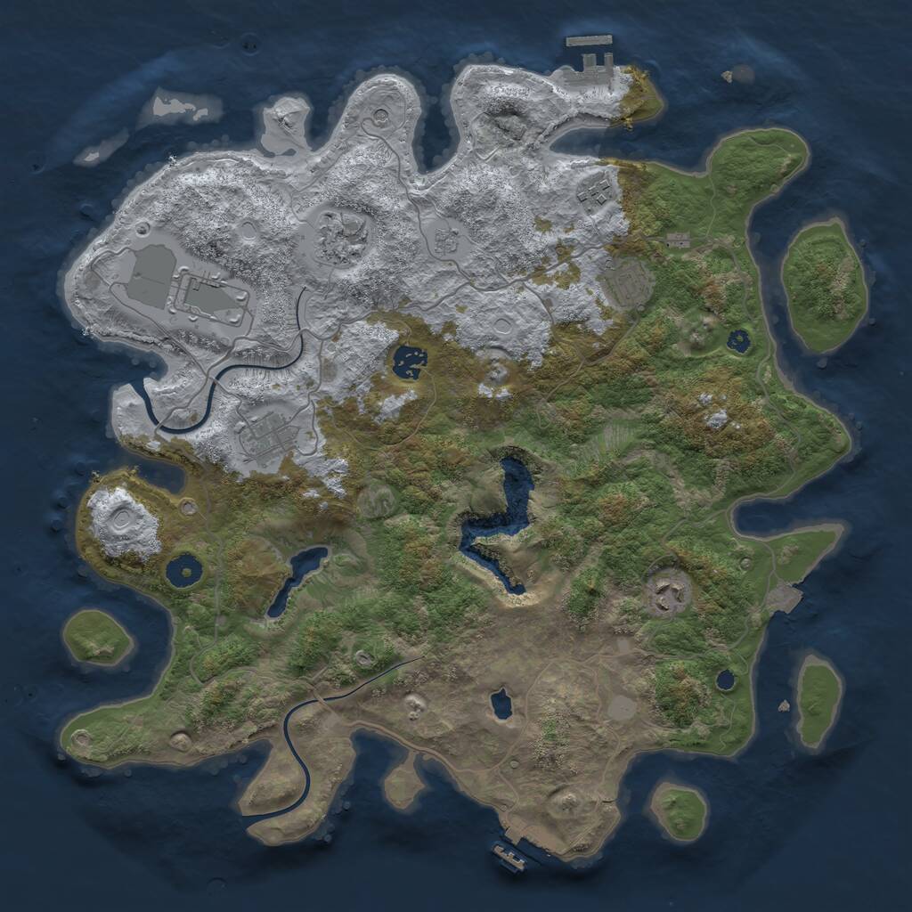 Rust Map: Procedural Map, Size: 4000, Seed: 1209662230, 12 Monuments
