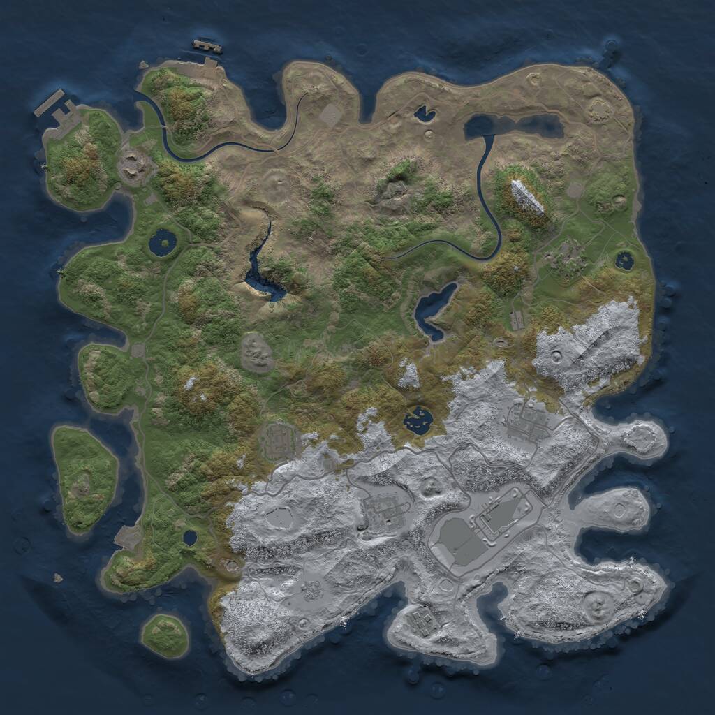 Rust Map: Procedural Map, Size: 4000, Seed: 926397757, 14 Monuments