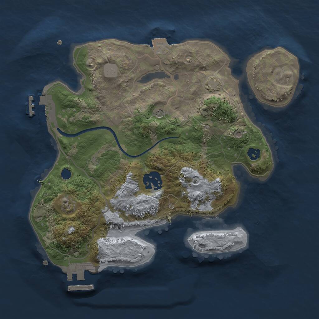 Rust Map: Procedural Map, Size: 2500, Seed: 810725, 6 Monuments