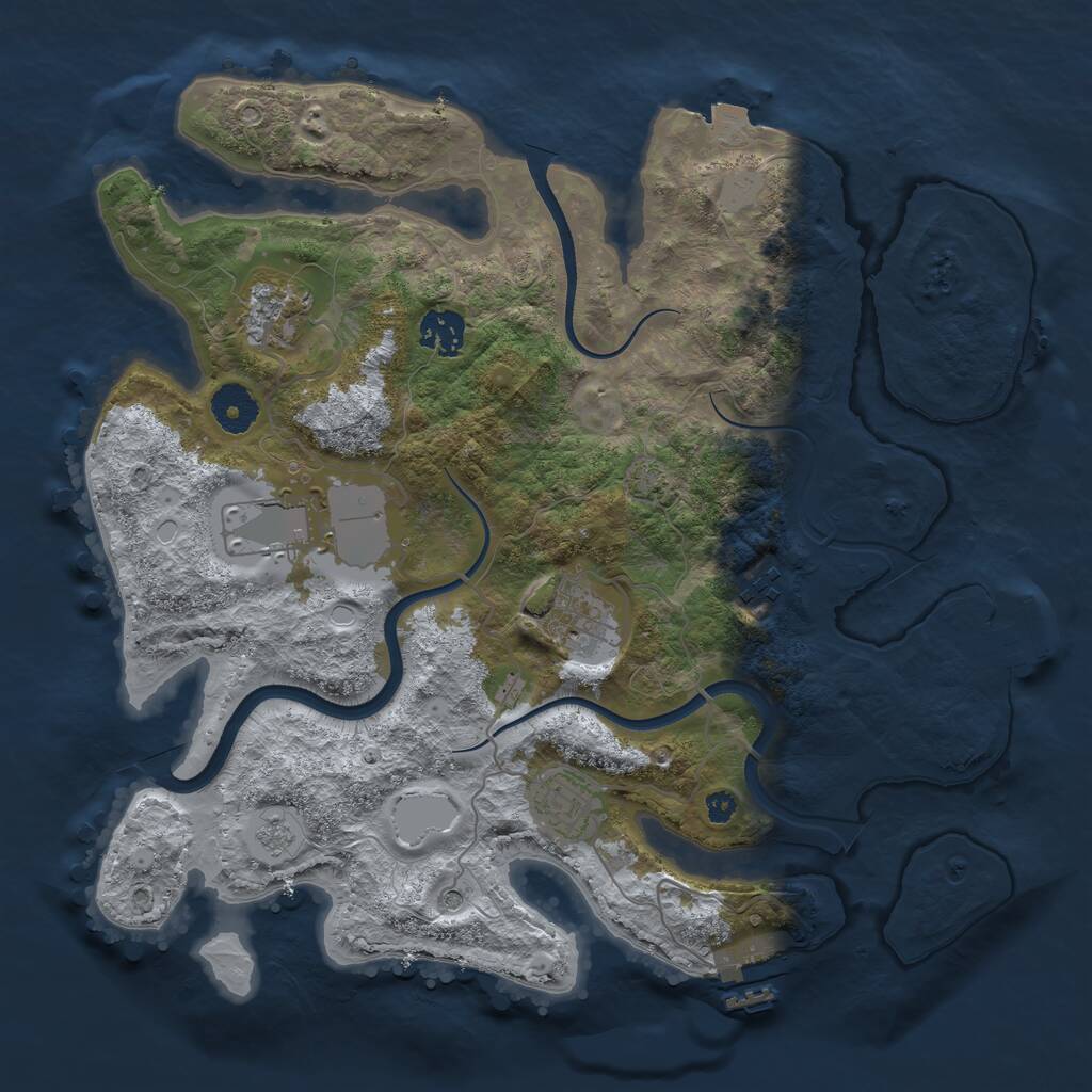 Rust Map: Procedural Map, Size: 3500, Seed: 994127058, 12 Monuments