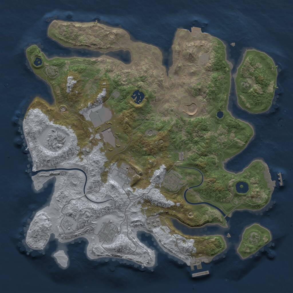 Rust Map: Procedural Map, Size: 3500, Seed: 994127058, 14 Monuments