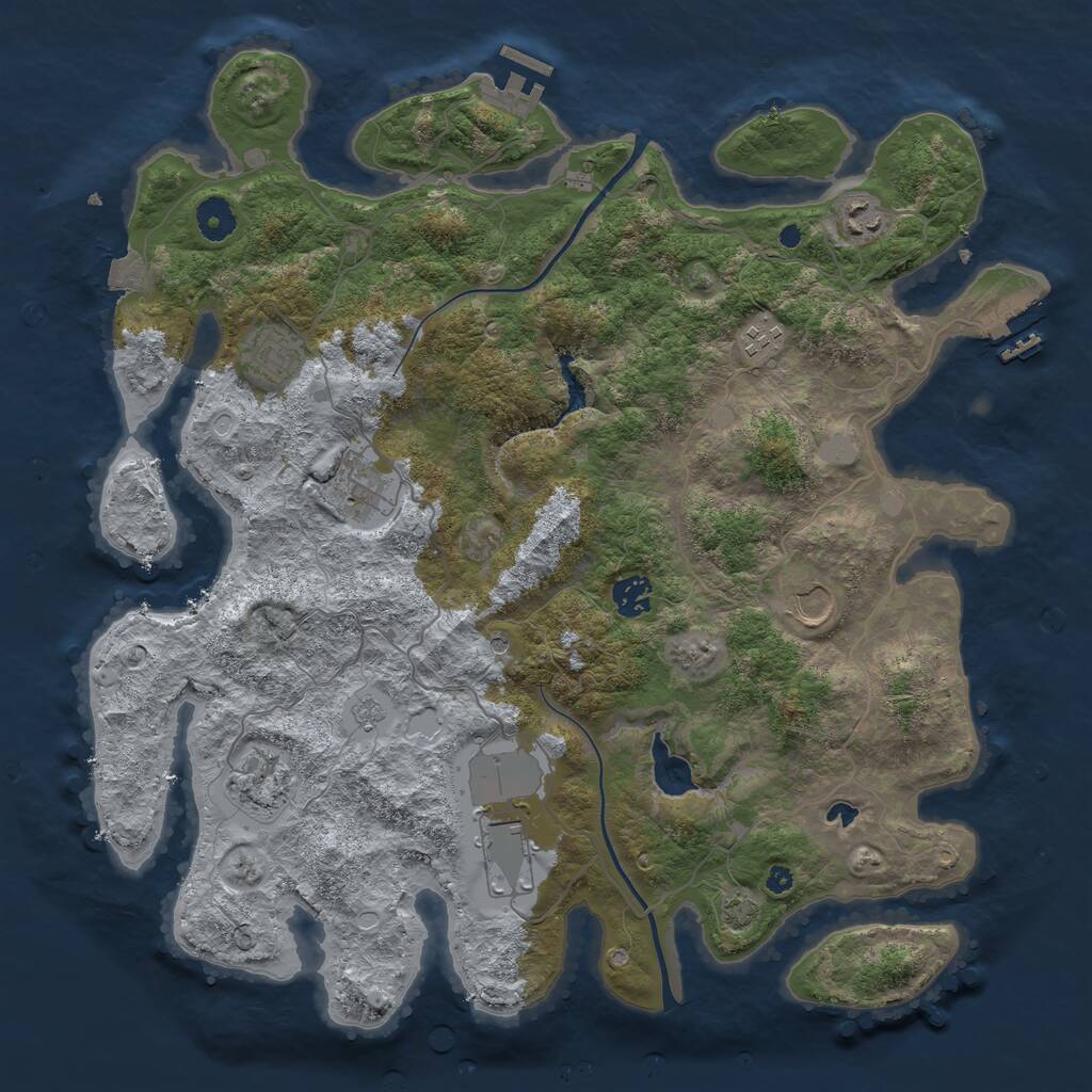 Rust Map: Procedural Map, Size: 4000, Seed: 826949552, 14 Monuments