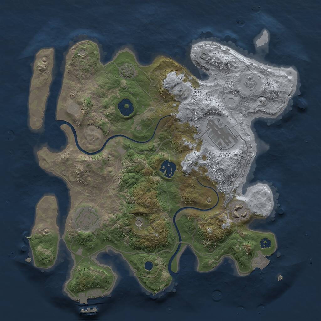 Rust Map: Procedural Map, Size: 3000, Seed: 879897496, 9 Monuments