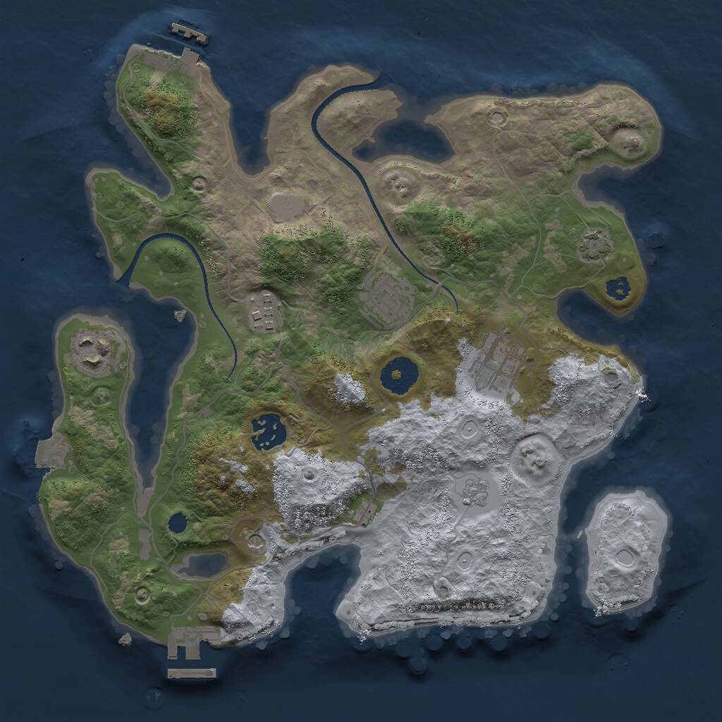 Rust Map: Procedural Map, Size: 3000, Seed: 1140508322, 11 Monuments