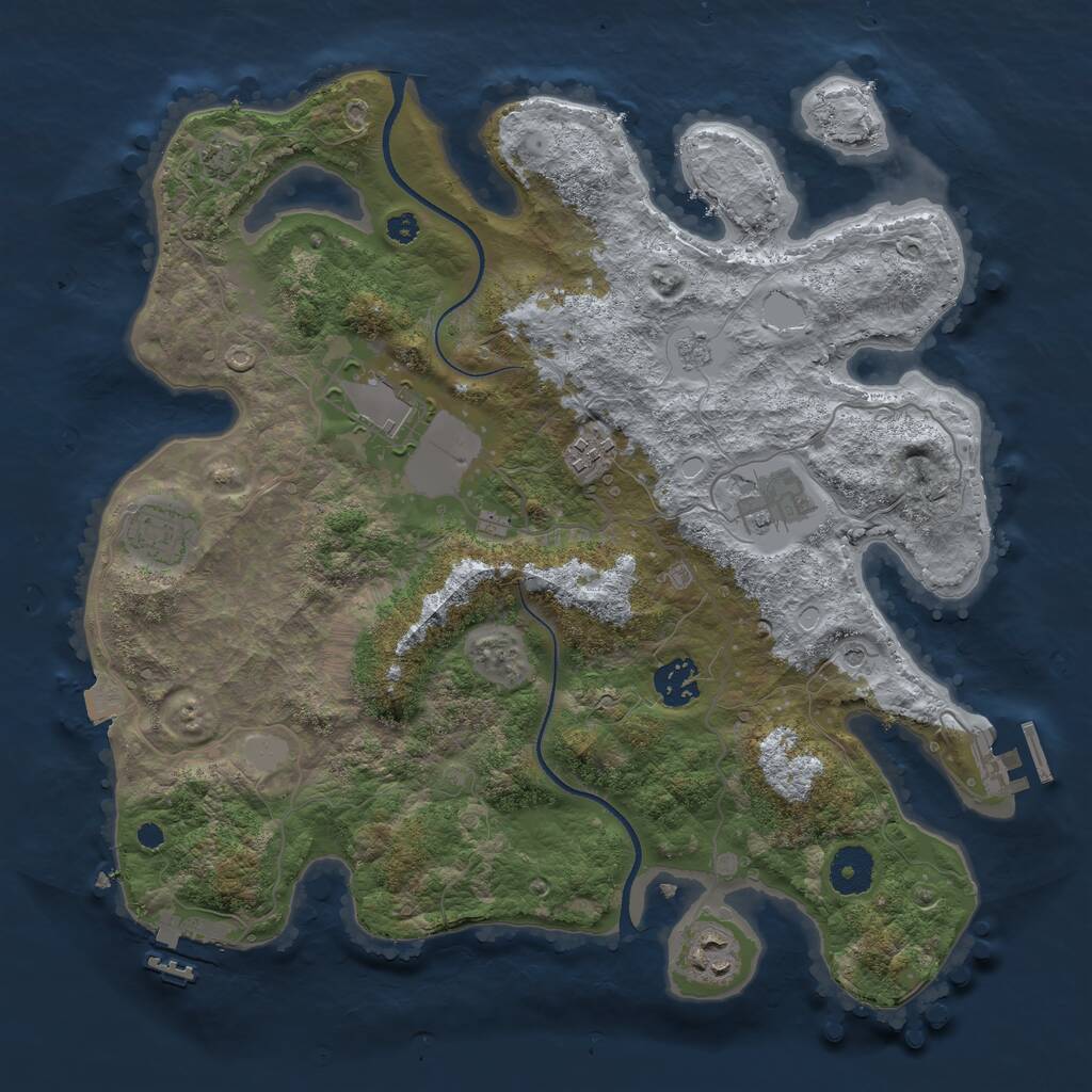 Rust Map: Procedural Map, Size: 3500, Seed: 963161267, 12 Monuments