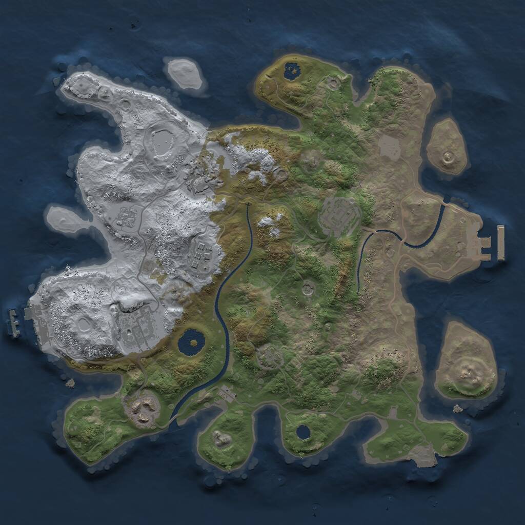 Rust Map: Procedural Map, Size: 3000, Seed: 932098657, 11 Monuments